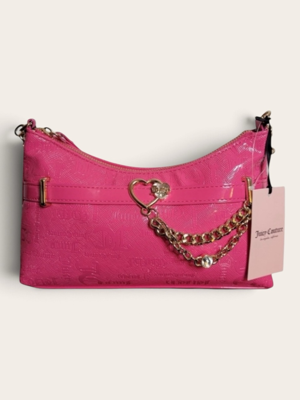 Juicy Couture NWT - Bright Pink Patent Heart Chain Mini Shoulder Bag